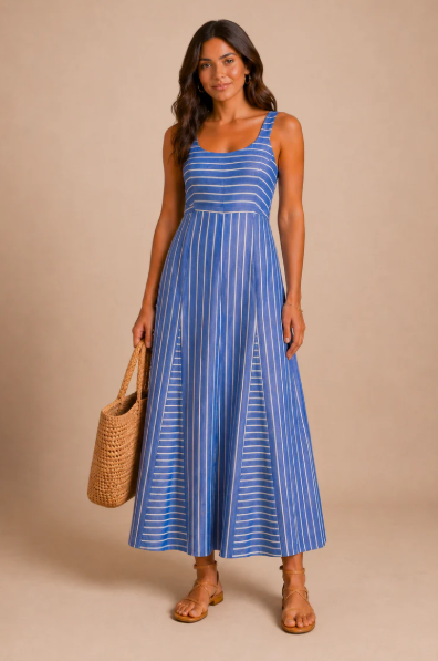 KP DEANA BLUE STRIPE DRESS