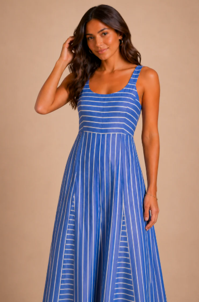 KP DEANA BLUE STRIPE DRESS