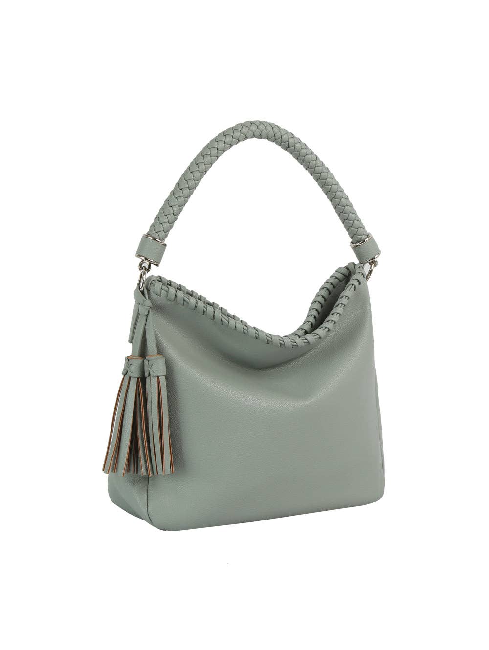 Woven Handle Tassel Hobo Bag