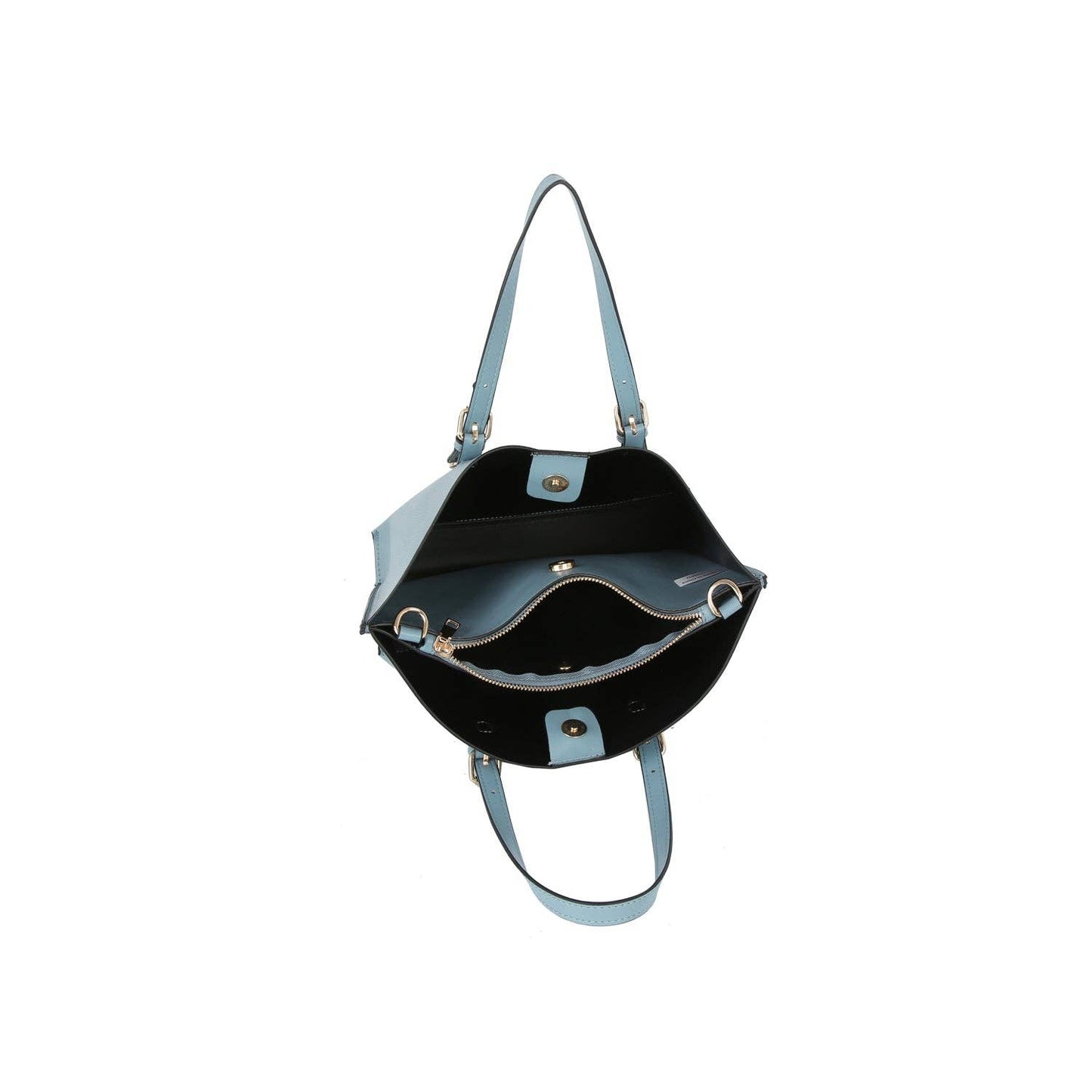 Buckle Strap Structured Satchel Tote