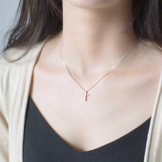 Dainty Cross Charm Pendant Necklace in 925 Sterling Silver Gold Plated
