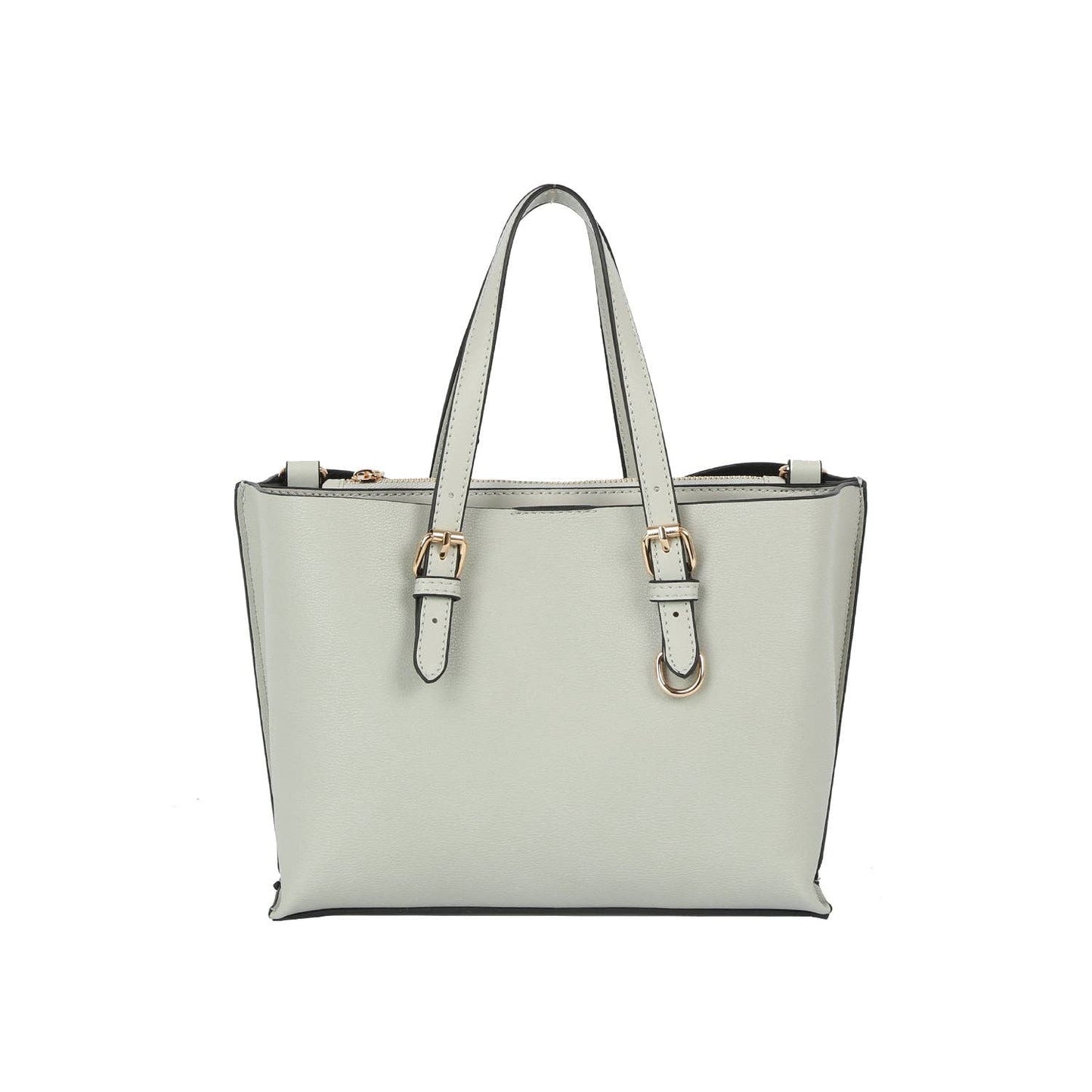 Buckle Strap Structured Satchel Tote