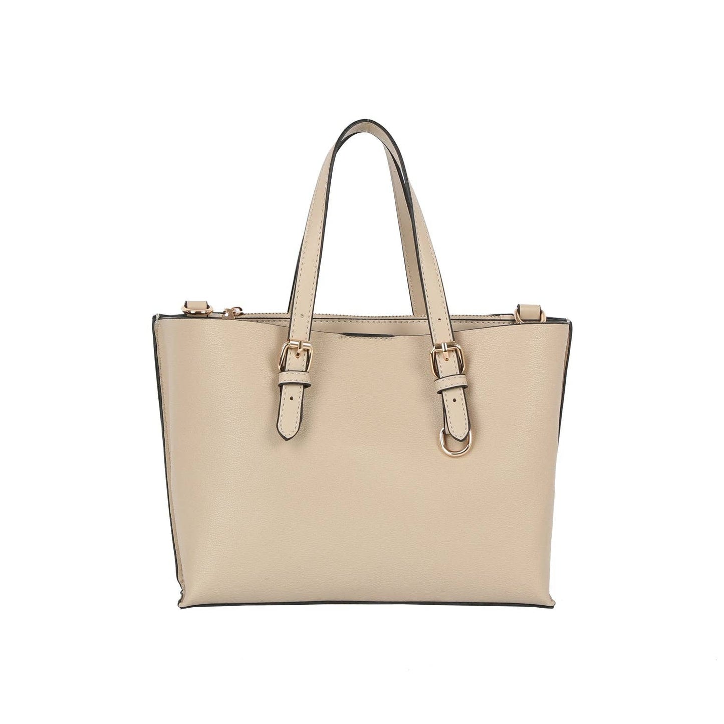 Buckle Strap Structured Satchel Tote