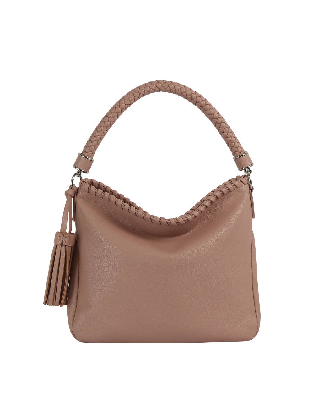 Woven Handle Tassel Hobo Bag