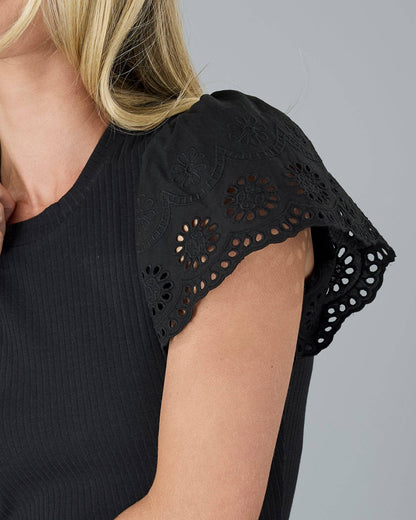 Ribbed Eyelet Top