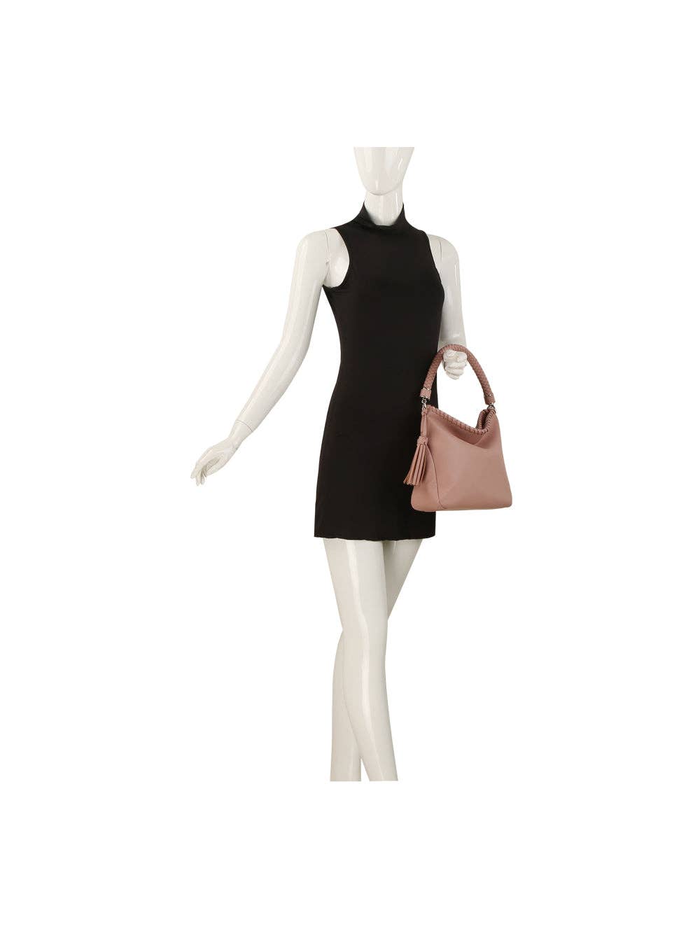 Woven Handle Tassel Hobo Bag