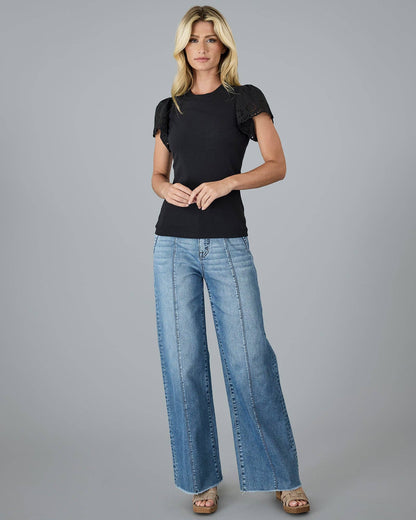 Ribbed Eyelet Top