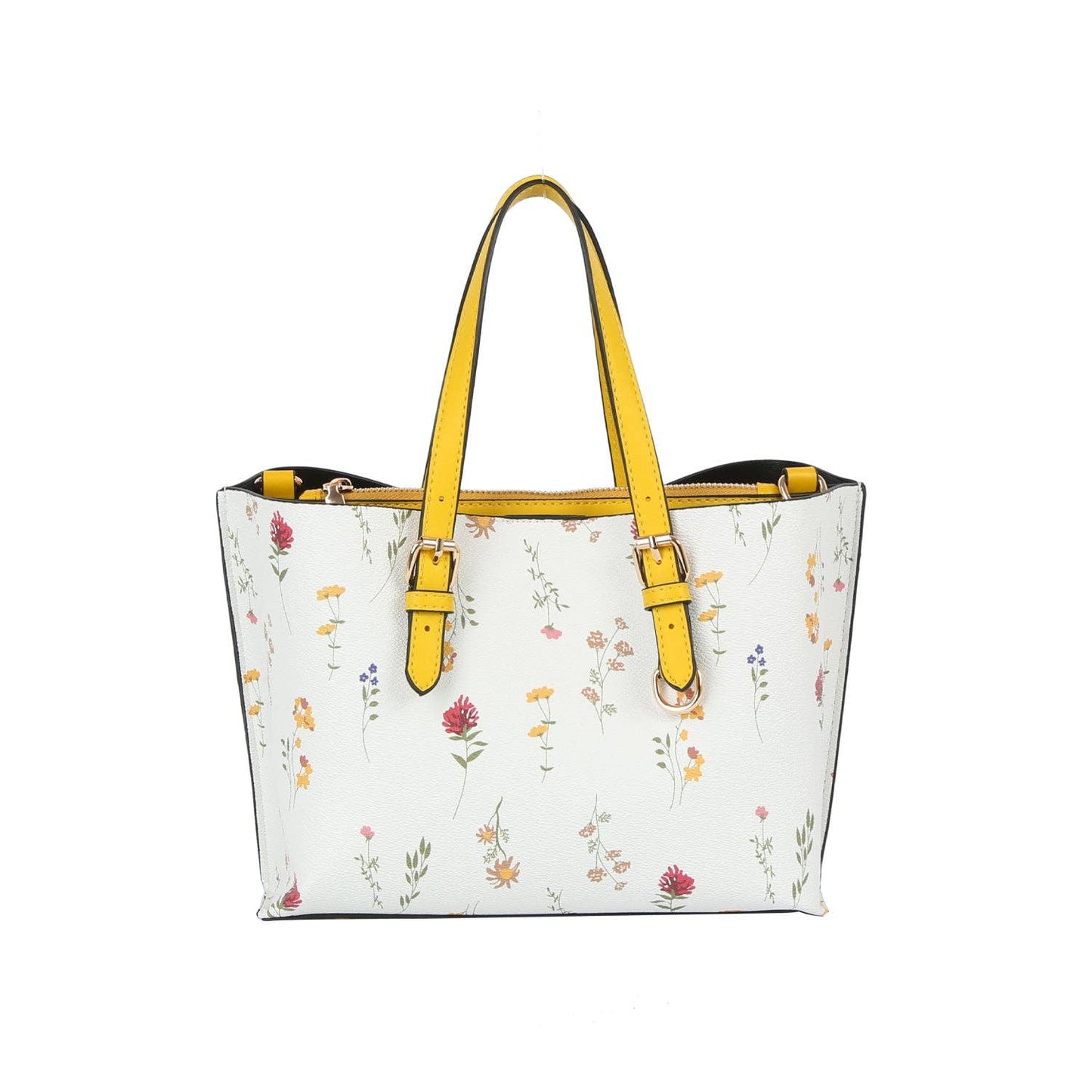 Buckle Strap Structured Satchel Tote