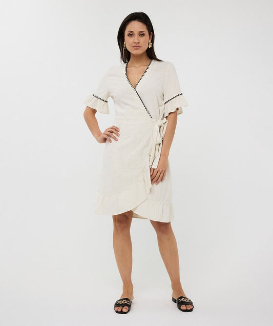 Lenox Linen Dress Fancy Contrast