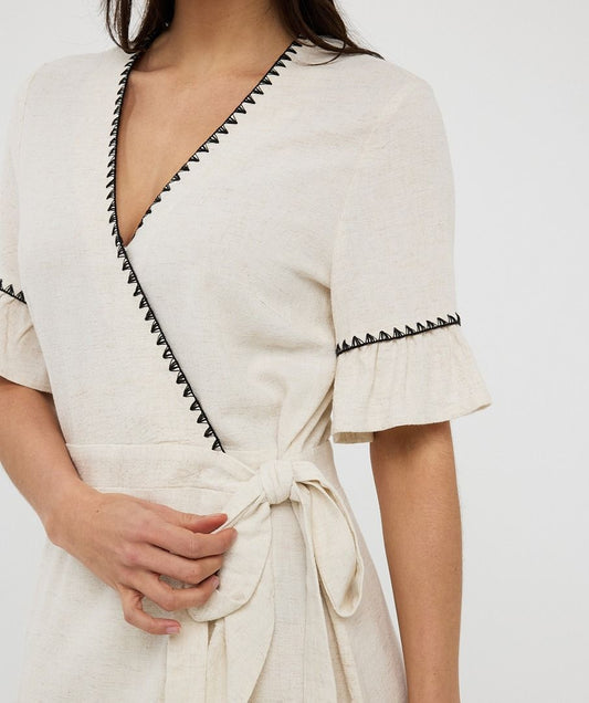 Lenox Linen Dress Fancy Contrast